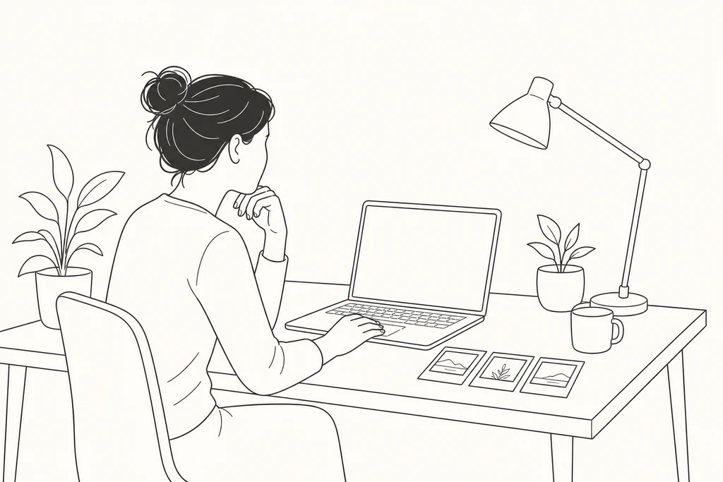 Hands sorting household photos and receipts on a kitchen table before creating a report
